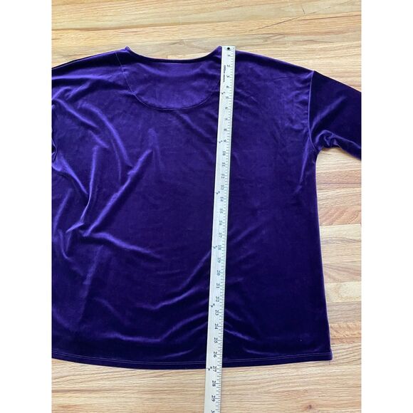 J. Jill Women's L Purple Blouse Velvet Tunic Oversized Holiday Classic Party - Picture 7 of 9